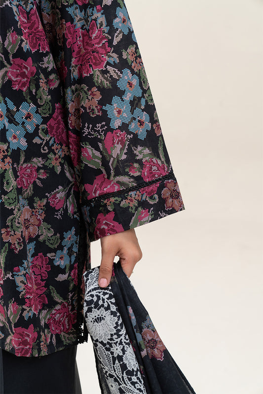 3 PIECE PRINTED LAWN SUIT-FLORAL MUSK (UNSTITCHED)