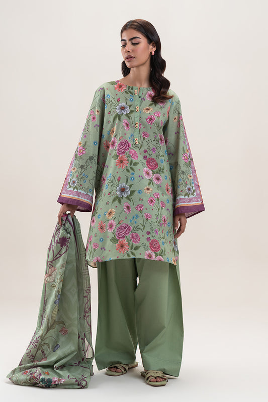 3 PIECE PRINTED LAWN SUIT-FLORA FERN (UNSTITCHED)
