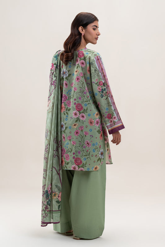 3 PIECE PRINTED LAWN SUIT-FLORA FERN (UNSTITCHED)