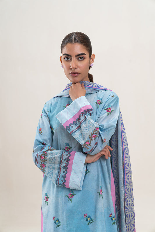 3 PIECE PRINTED LAWN SUIT-RADIANT TRIBE (UNSTITCHED)