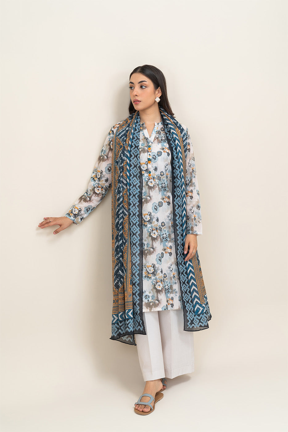 3 PIECE PRINTED LAWN SUIT-FLORAL HAZE (UNSTITCHED)