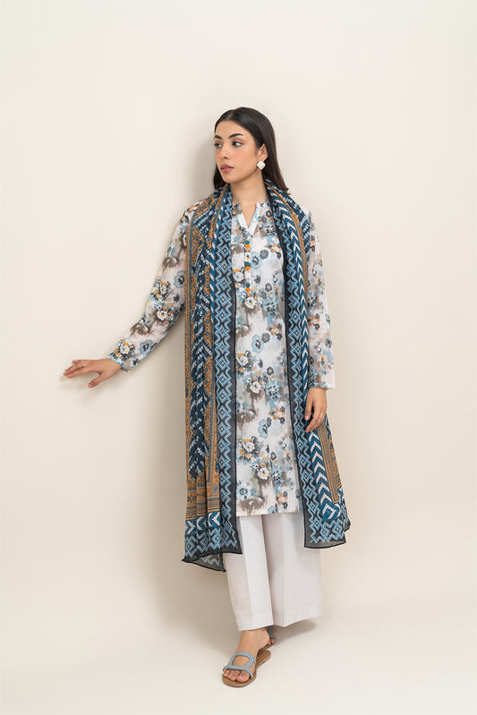 3 PIECE PRINTED LAWN SUIT-FLORAL HAZE (UNSTITCHED)