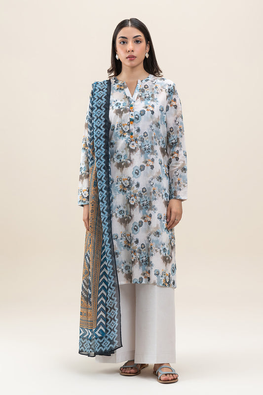 3 PIECE PRINTED LAWN SUIT-FLORAL HAZE (UNSTITCHED)