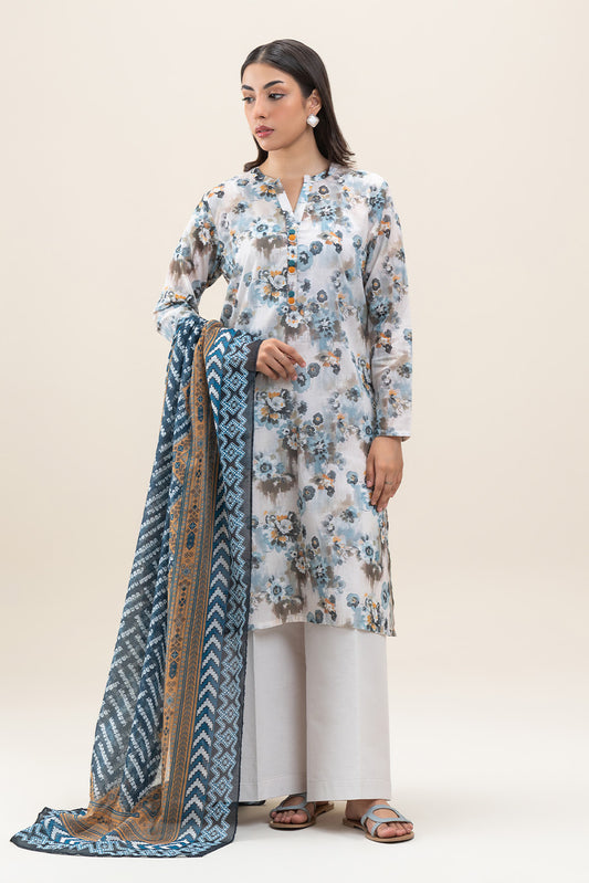 3 PIECE PRINTED LAWN SUIT-FLORAL HAZE (UNSTITCHED)
