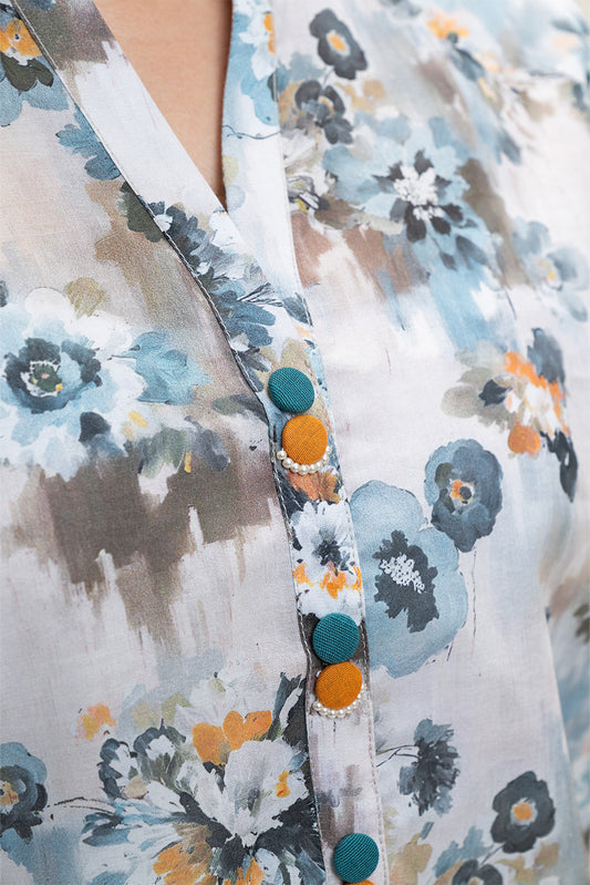 3 PIECE PRINTED LAWN SUIT-FLORAL HAZE (UNSTITCHED)