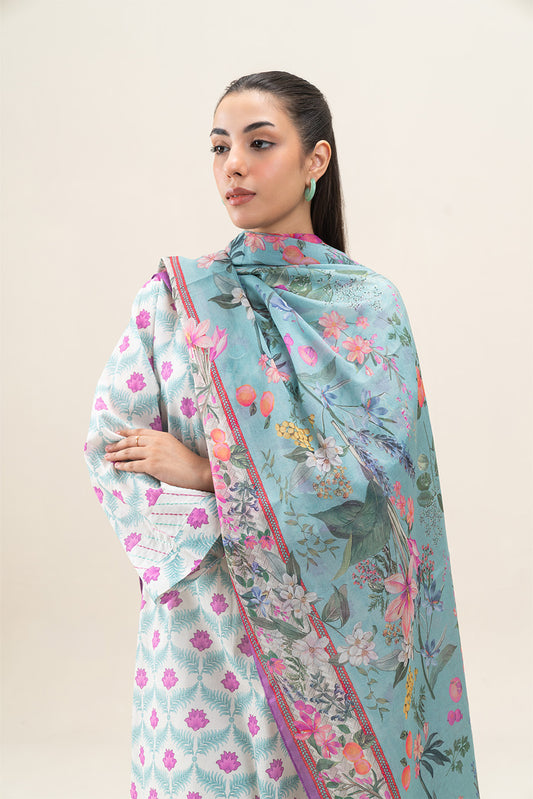 3 PIECE PRINTED LAWN SUIT-ARCTIC GLAM (UNSTITCHED)