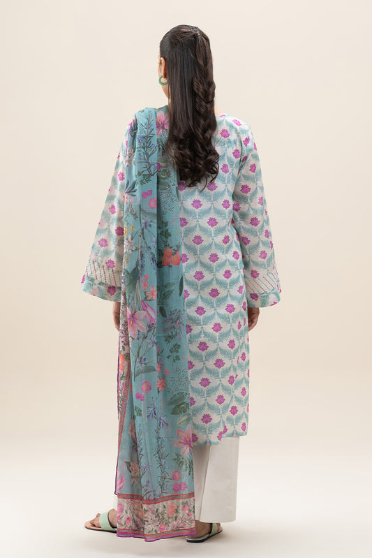 3 PIECE PRINTED LAWN SUIT-ARCTIC GLAM (UNSTITCHED)