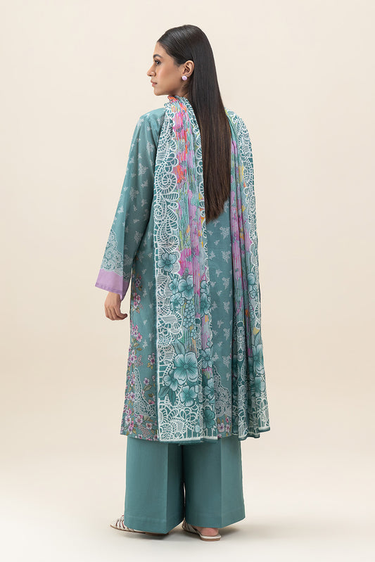 3 PIECE PRINTED LAWN SUIT-GLIMMER STITCH (UNSTITCHED)