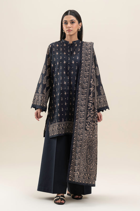 3 PIECE PRINTED LAWN SUIT-RAVEN DEW (UNSTITCHED)