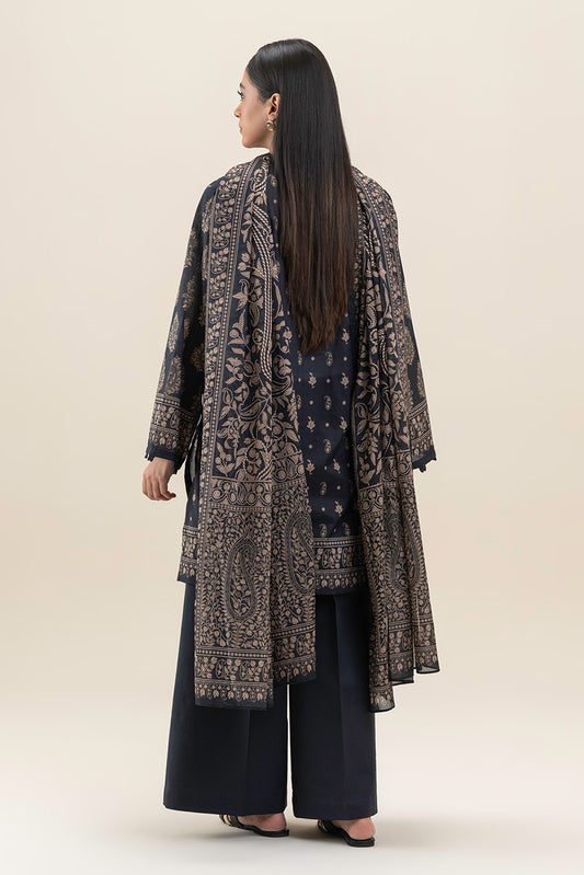 3 PIECE PRINTED LAWN SUIT-RAVEN DEW (UNSTITCHED)