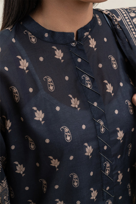 3 PIECE PRINTED LAWN SUIT-RAVEN DEW (UNSTITCHED)