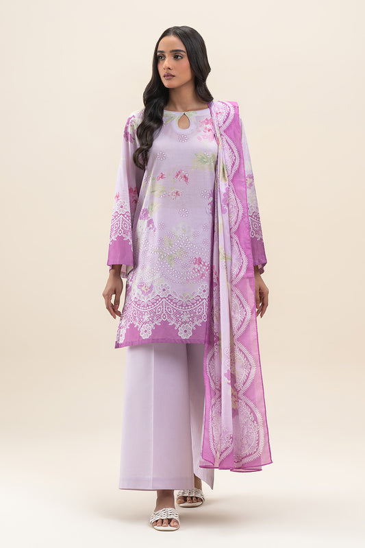 3 PIECE PRINTED LAWN SUIT-PASTEL GARLAND (UNSTITCHED)