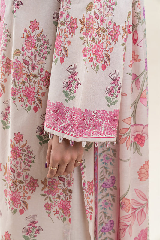 3 PIECE PRINTED LAWN SUIT-CARMINE ROSE (UNSTITCHED)