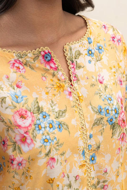 3 PIECE PRINTED LAWN SUIT-MUSTARD MIRAGE (UNSTITCHED)