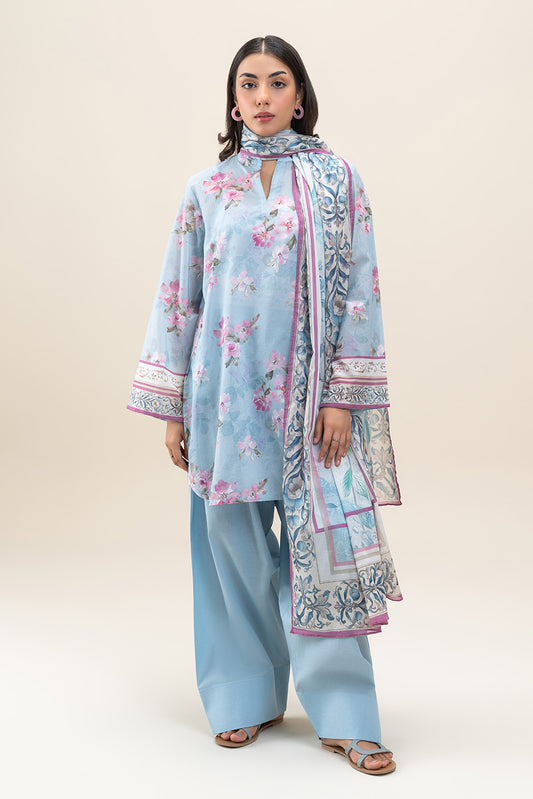 3 PIECE PRINTED LAWN SUIT-FLORA BLISS (UNSTITCHED)