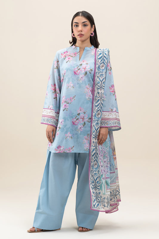 3 PIECE PRINTED LAWN SUIT-FLORA BLISS (UNSTITCHED)