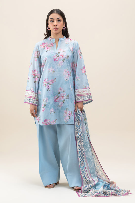 3 PIECE PRINTED LAWN SUIT-FLORA BLISS (UNSTITCHED)