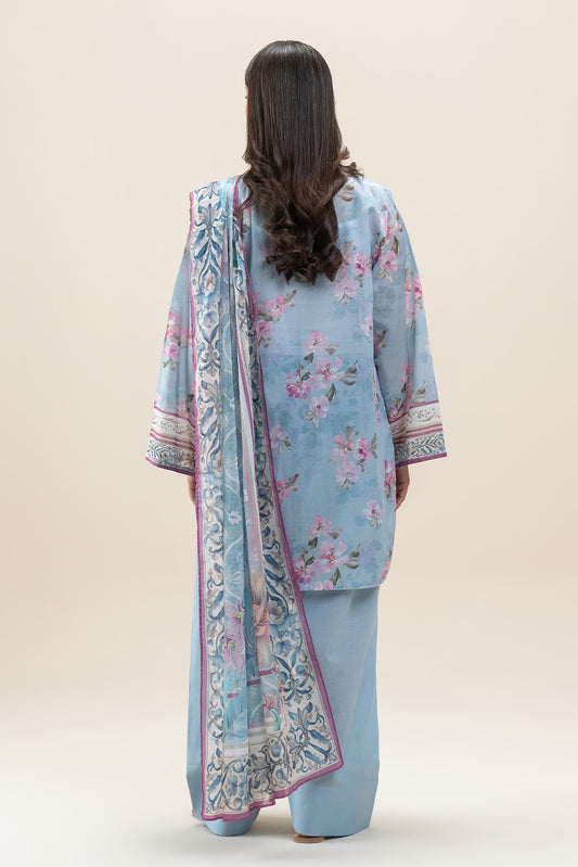 3 PIECE PRINTED LAWN SUIT-FLORA BLISS (UNSTITCHED)