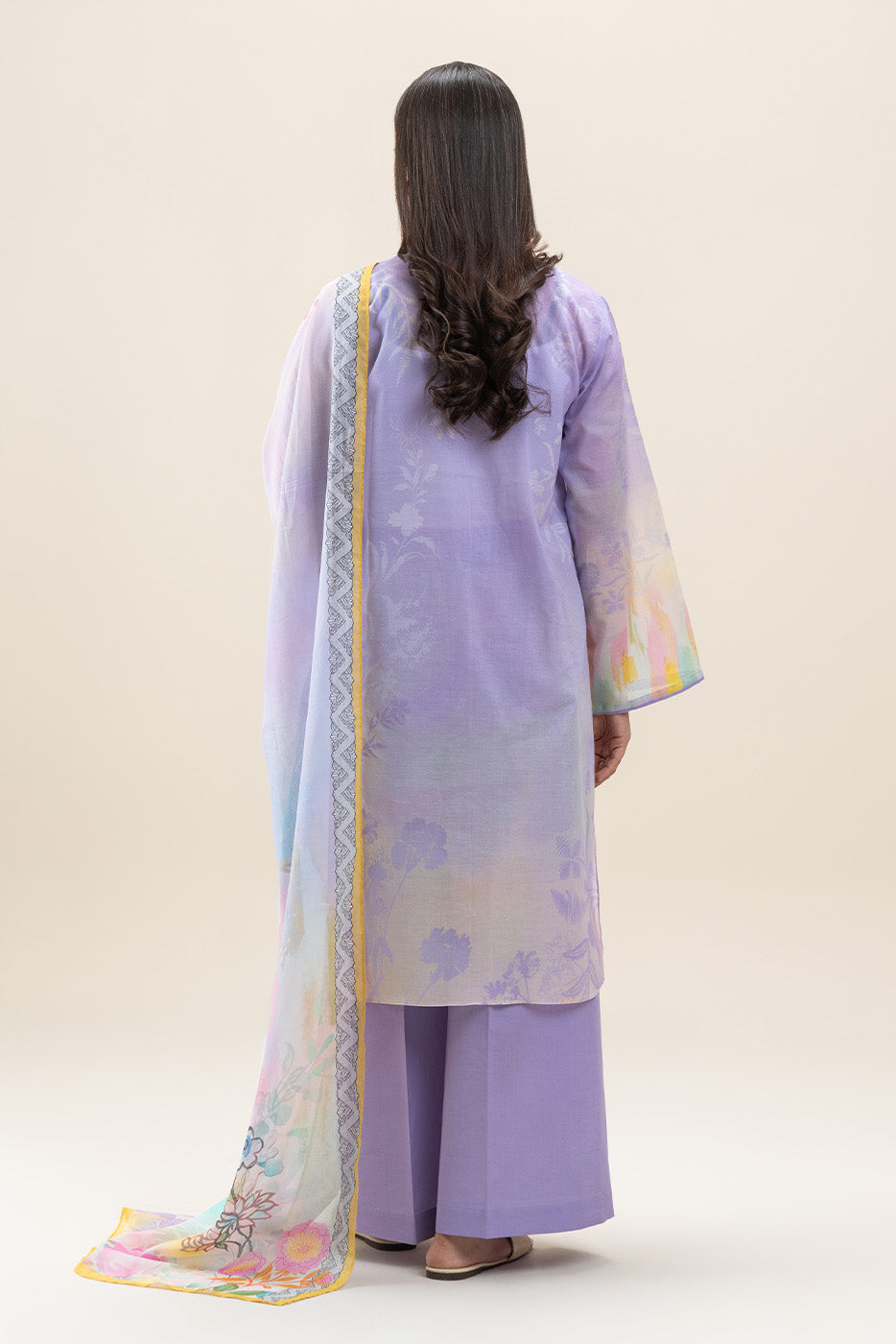 3 PIECE PRINTED LAWN SUIT-HEATHER HUES (UNSTITCHED)