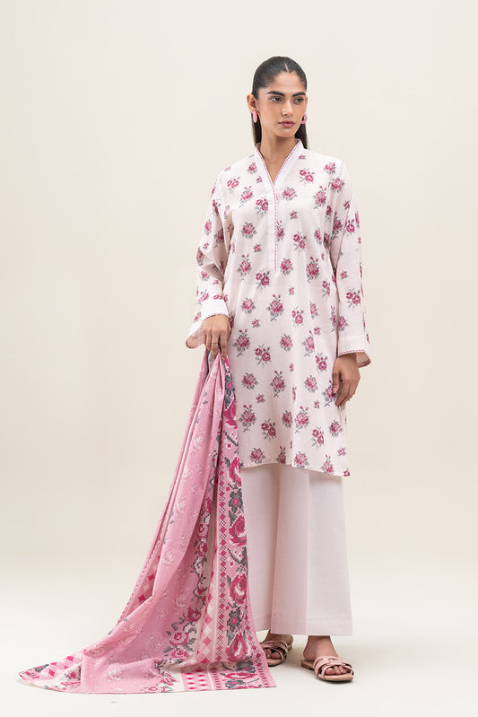 3 PIECE PRINTED LAWN LAWN SUIT-IVORY ROSSETTE (UNSTITCHED)