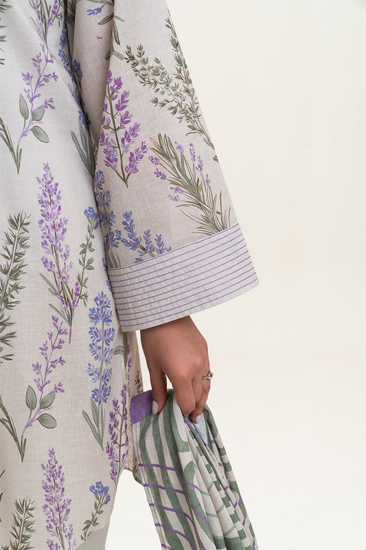 3 PIECE PRINTED LAWN SUIT-DECO GARDEN (UNSTITCHED)
