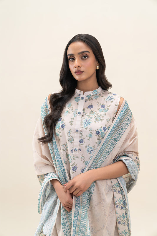 3 PIECE PRINTED LAWN SUIT-LAUREL TINT (UNSTITCHED)