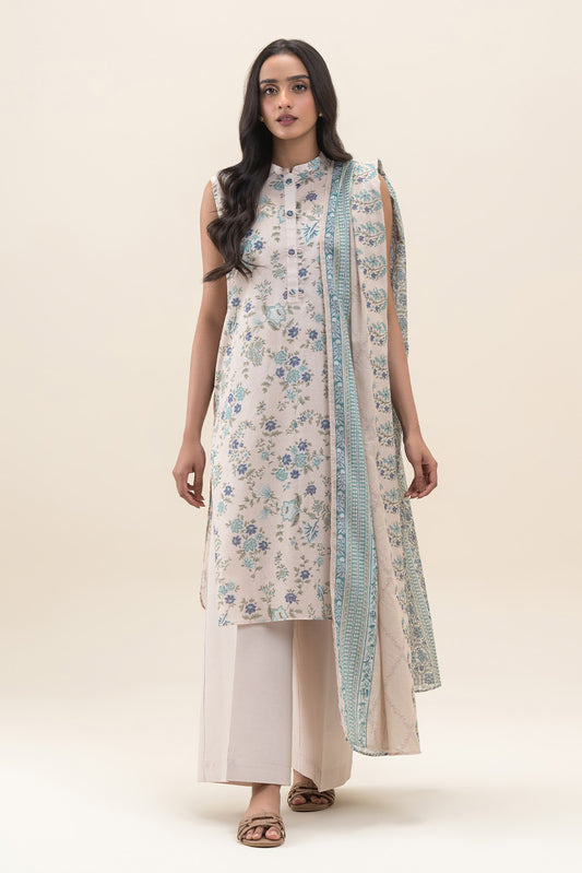 3 PIECE PRINTED LAWN SUIT-LAUREL TINT (UNSTITCHED)