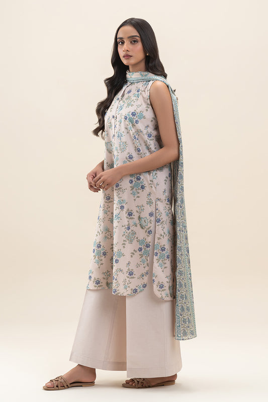 3 PIECE PRINTED LAWN SUIT-LAUREL TINT (UNSTITCHED)