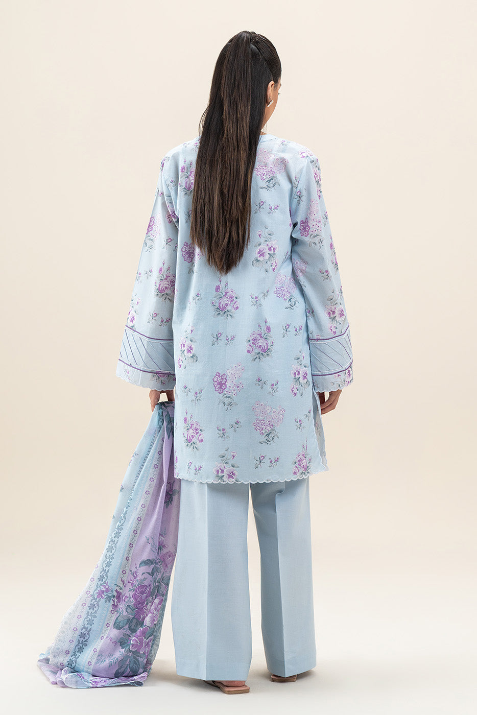 2 PIECE PRINTED LAWN SUIT-SKY BLOOM (UNSTITCHED)