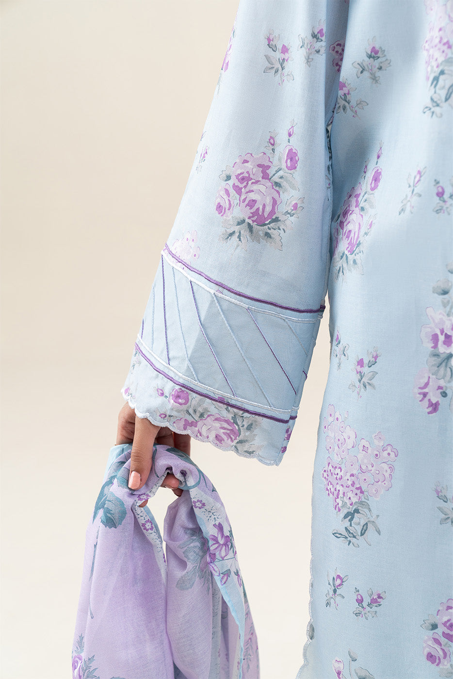 2 PIECE PRINTED LAWN SUIT-SKY BLOOM (UNSTITCHED)