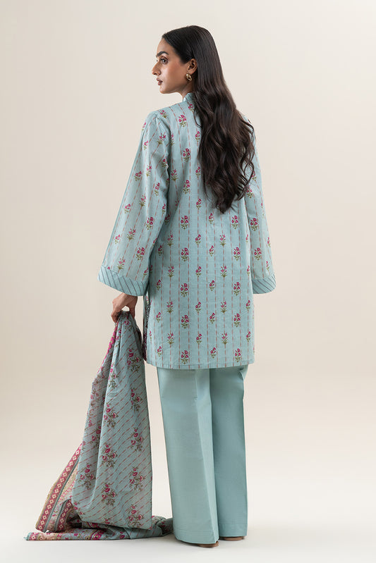 3 PIECE EMBROIDERED LAWN SUIT-PALE TURQOISE (UNSTITCHED)