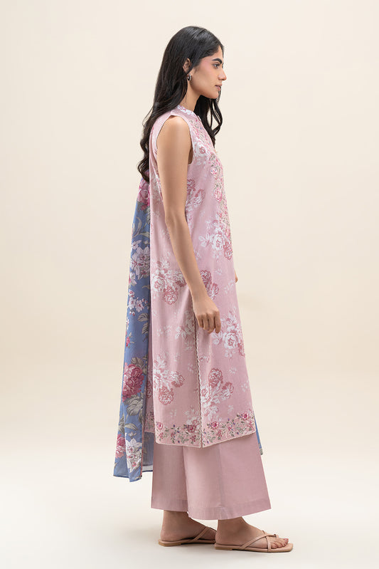 3 PIECE EMBROIDERED LAWN SUIT-SOFT ROUGE (UNSTITCHED)