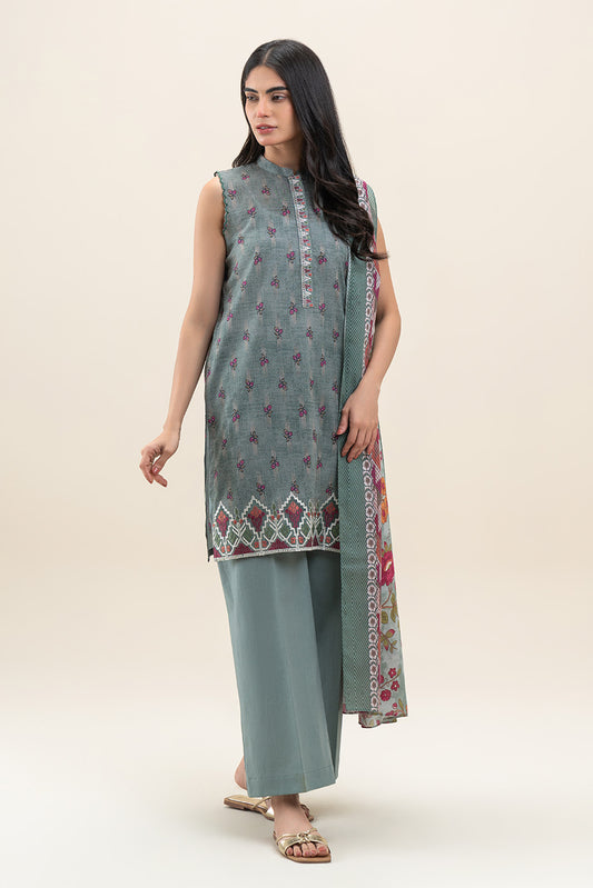 3 PIECE EMBROIDERED LAWN SUIT-SAGE BLOOM (UNSTITCHED)