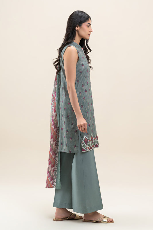 3 PIECE EMBROIDERED LAWN SUIT-SAGE BLOOM (UNSTITCHED)