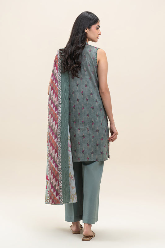 3 PIECE EMBROIDERED LAWN SUIT-SAGE BLOOM (UNSTITCHED)