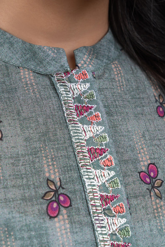 3 PIECE EMBROIDERED LAWN SUIT-SAGE BLOOM (UNSTITCHED)