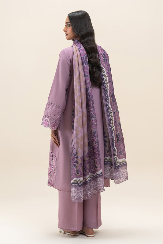 3 PIECE EMBROIDERED LAWN SUIT-FLORAL MUSK (UNSTITCHED)