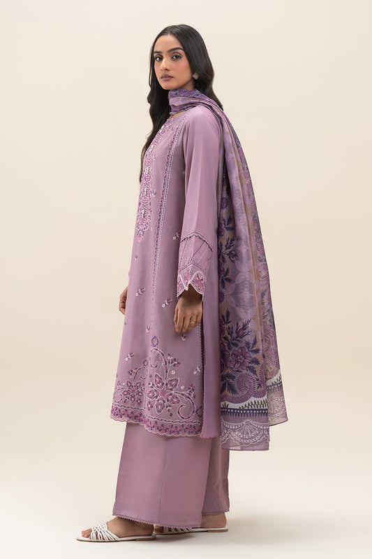 3 PIECE EMBROIDERED LAWN SUIT-FLORAL MUSK (UNSTITCHED)