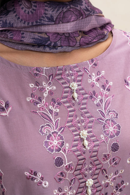 3 PIECE EMBROIDERED LAWN SUIT-FLORAL MUSK (UNSTITCHED)