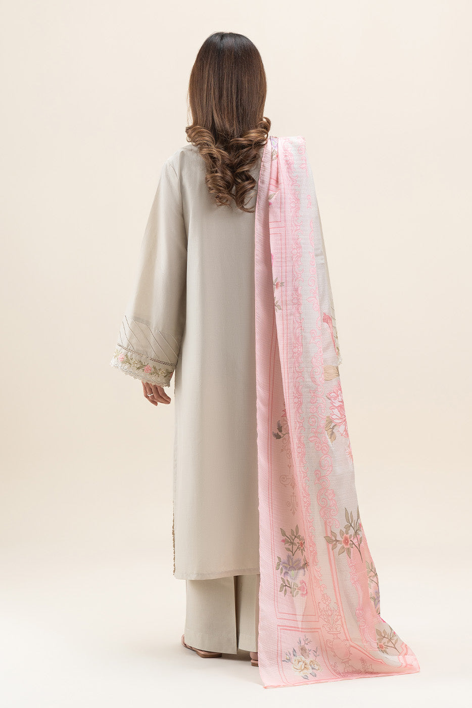3 PIECE EMBROIDERED LAWN SUIT-PISTACHIO PINK (UNSTITCHED)