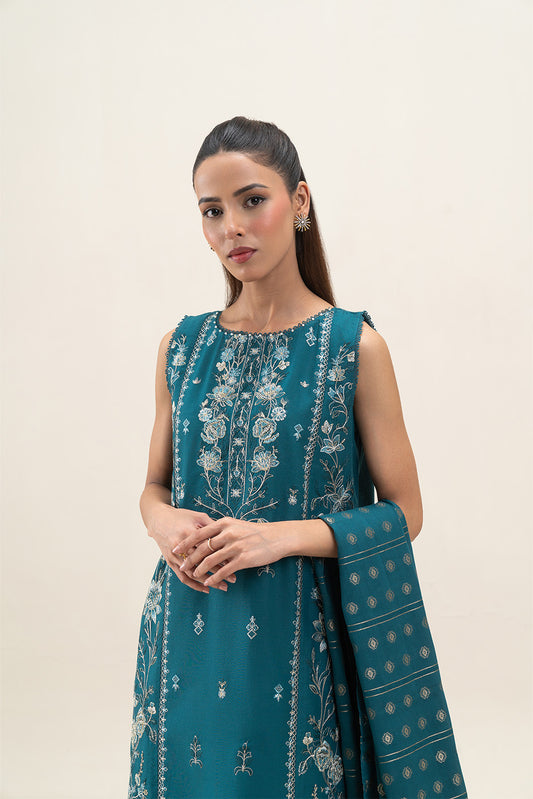 3 PIECE EMBROIDERED LAWN SUIT-BERYL BLUE (UNSTITCHED)