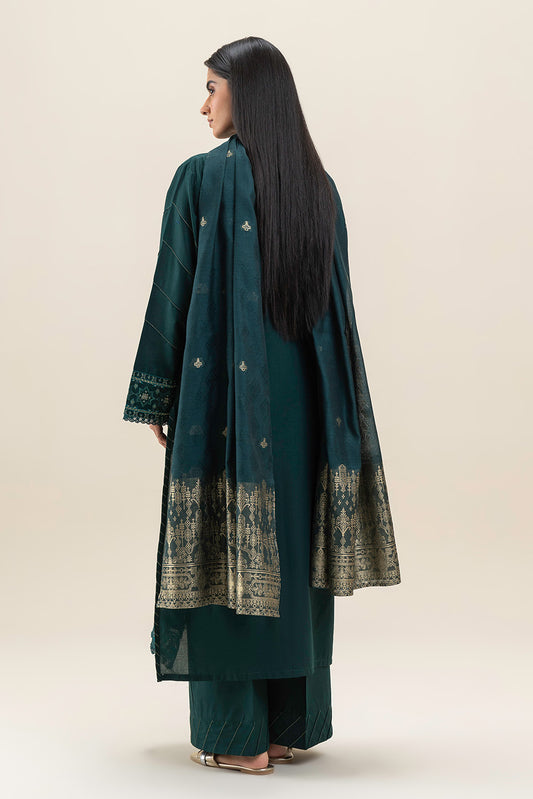 3 PIECE EMBROIDERED LAWN SUIT-TUCSON TEAL (UNSTITCHED)