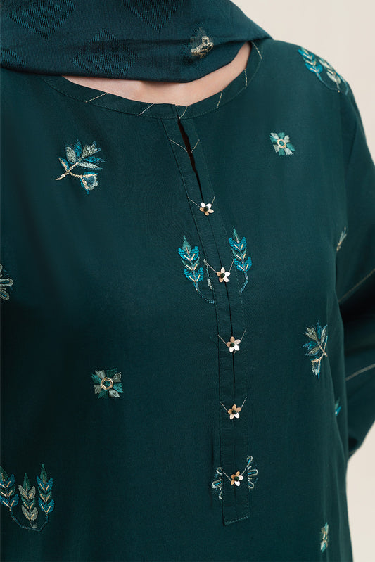 3 PIECE EMBROIDERED LAWN SUIT-TUCSON TEAL (UNSTITCHED)