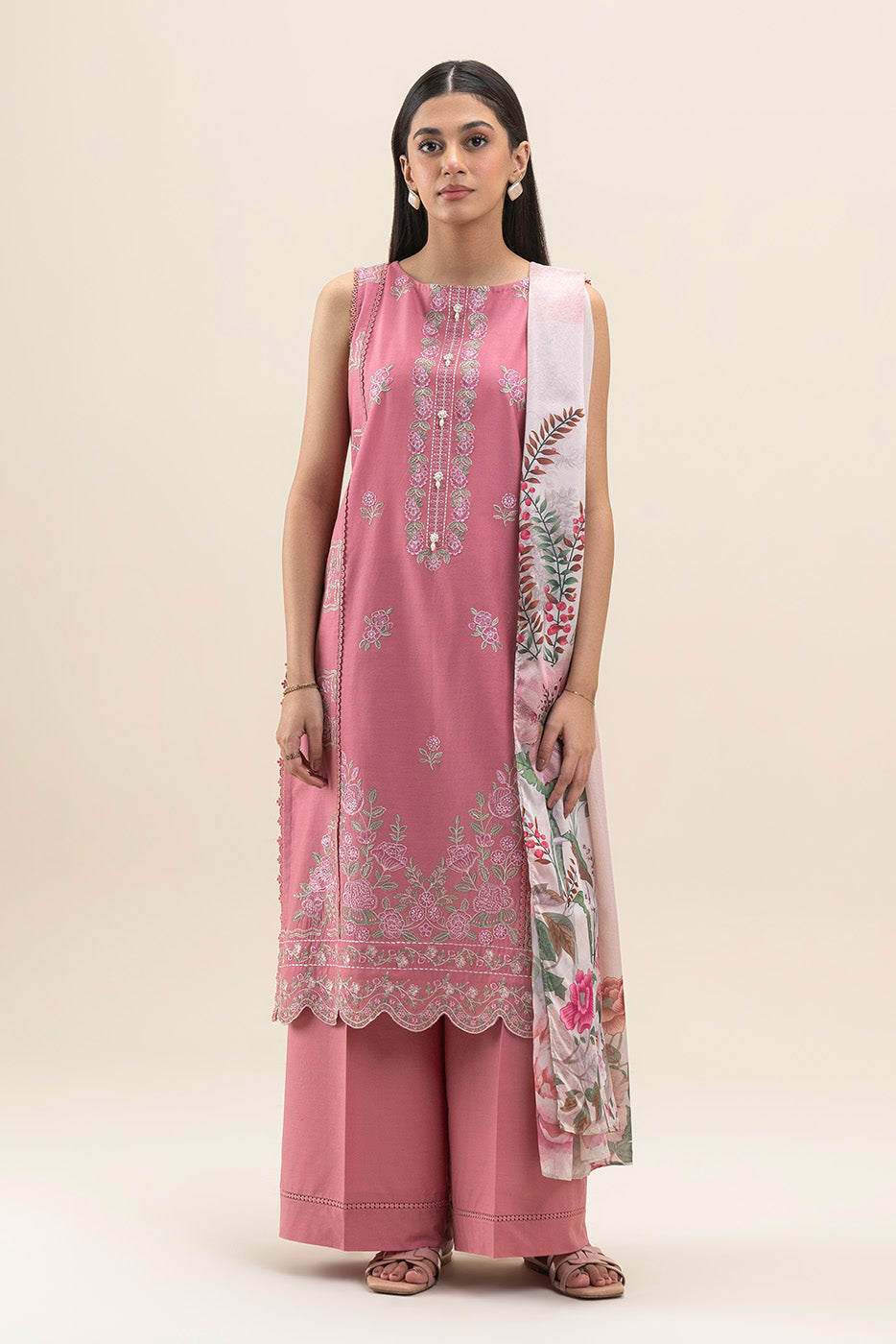 3 PIECE EMBROIDERED LAWN SUIT-FLORAL BLUSH (UNSTITCHED)