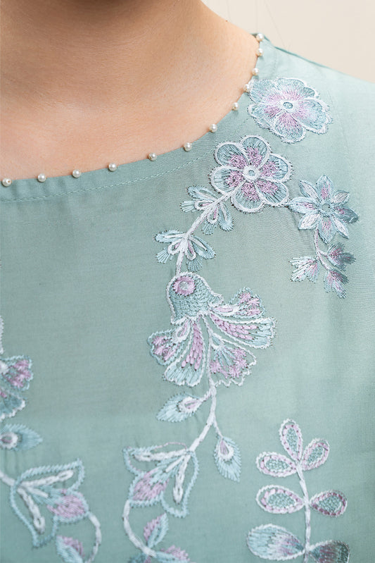 3 PIECE EMBROIDERED LAWN SUIT-PISTACHIO PINK (UNSTITCHED)