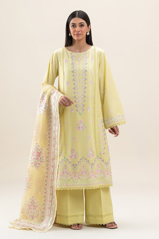 3 PIECE EMBROIDERED LAWN SUIT-LIME GLAM (UNSTITCHED)