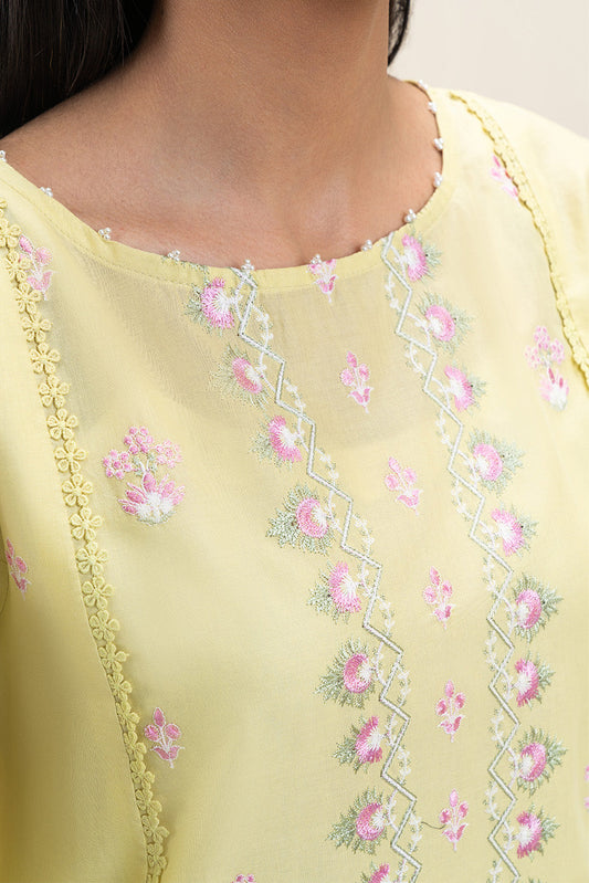 3 PIECE EMBROIDERED LAWN SUIT-LIME GLAM (UNSTITCHED)