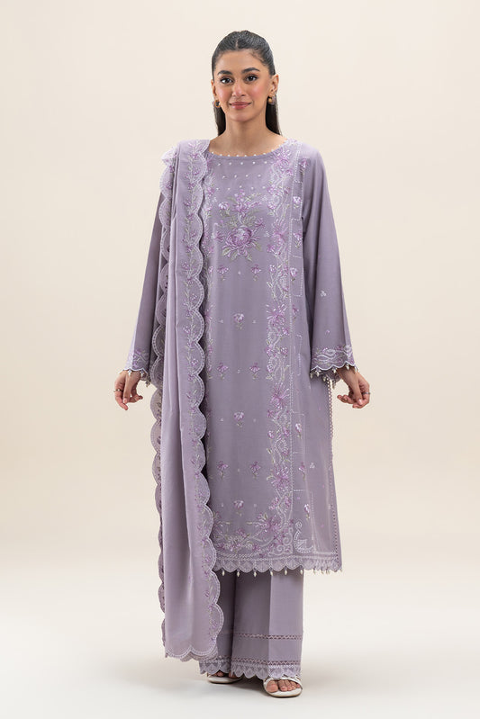 3 PIECE EMBROIDERED LAWN SUIT-LAVENDER GLOW (UNSTITCHED)