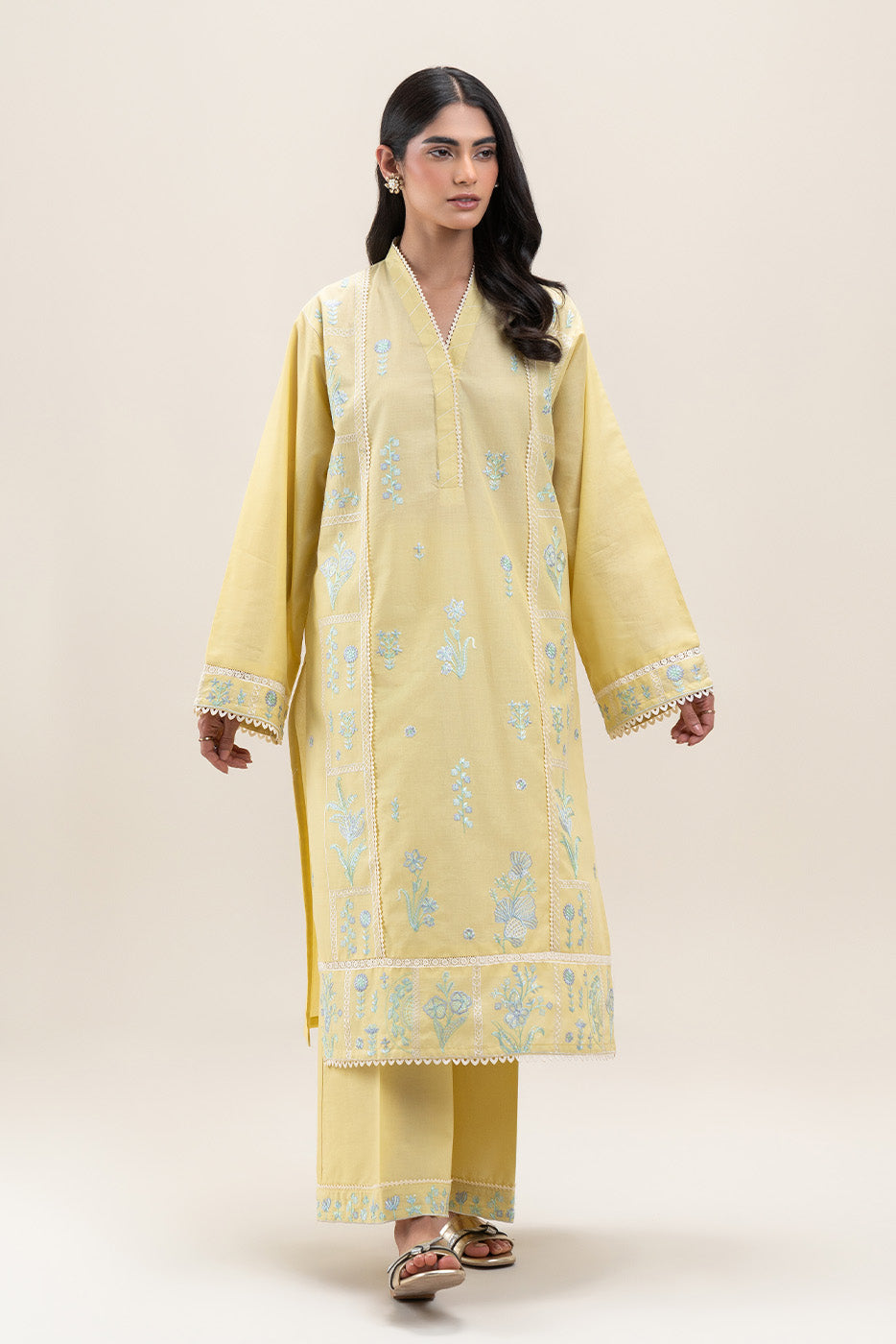 2 PIECE EMBROIDERED LAWN LAWN SUIT-DAFFODIL MUSK (UNSTITCHED)