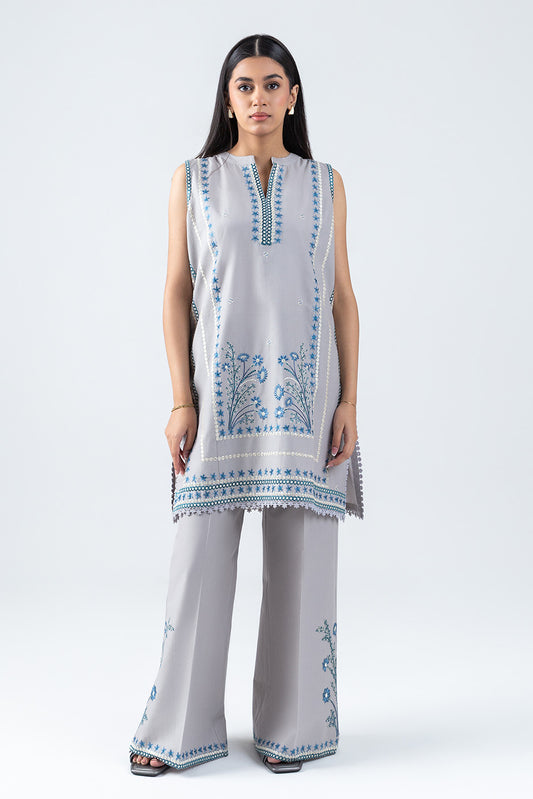 2 PIECE EMBROIDERED LAWN SUIT-GRAPHITE BLUE (UNSTITCHED)
